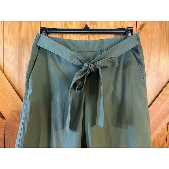 J Crew Pants Womens Size 10 Green Rory Cropped Wide Leg Tie Waist Lined (8517) R - Picture 3 of 10